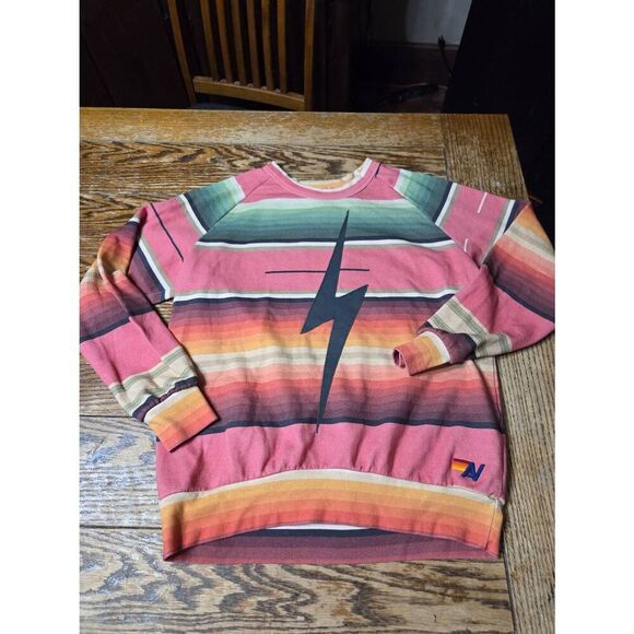 Aviator Nation Tulum Serape Bolt Stitch Sweatshirt in Pink Size M - Picture 2 of 5